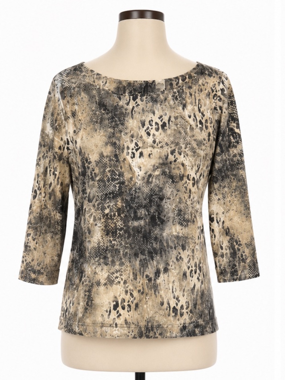 Dana Buchman Animal Print Top 3/4 Sleeve Stretch Blouse